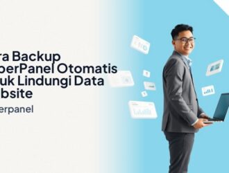 Dashboard cara backup CyberPanel otomatis di layar laptop oleh administrator server Indonesia