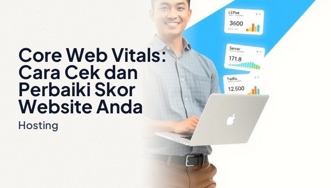 Pemilik bisnis Indonesia mengecek core web vitals website di laptop