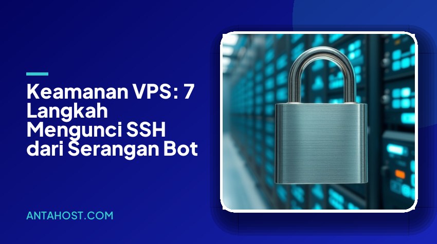 Keamanan VPS: administrator mengunci akses SSH server Linux dengan kunci digital