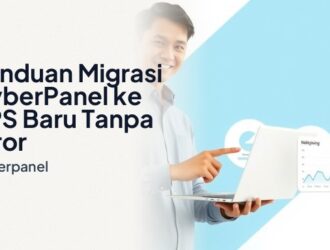 Tampilan dashboard CyberPanel menunjukkan proses migrasi website ke VPS baru tanpa error