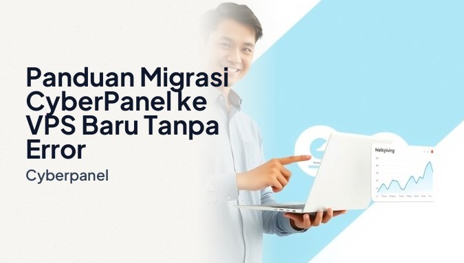 Tampilan dashboard CyberPanel menunjukkan proses migrasi website ke VPS baru tanpa error