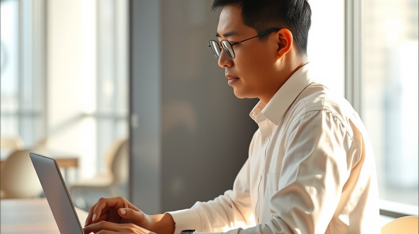 Pemilik website mengecek dampak spam update Google di Search Console pada laptop