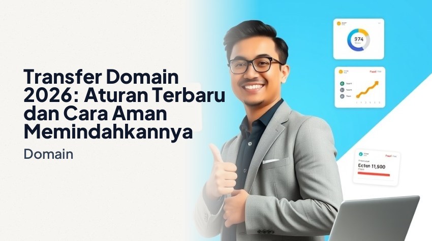 Profesional Indonesia mengecek transfer domain ke registrar baru lewat laptop