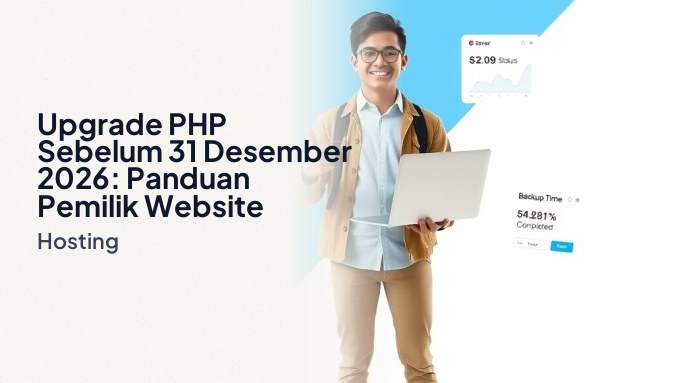 Pemilik website Indonesia melakukan upgrade PHP lewat laptop untuk menjaga keamanan situs