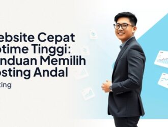 Grafik monitor menunjukkan performa website cepat uptime tinggi, stabil di server Indonesia